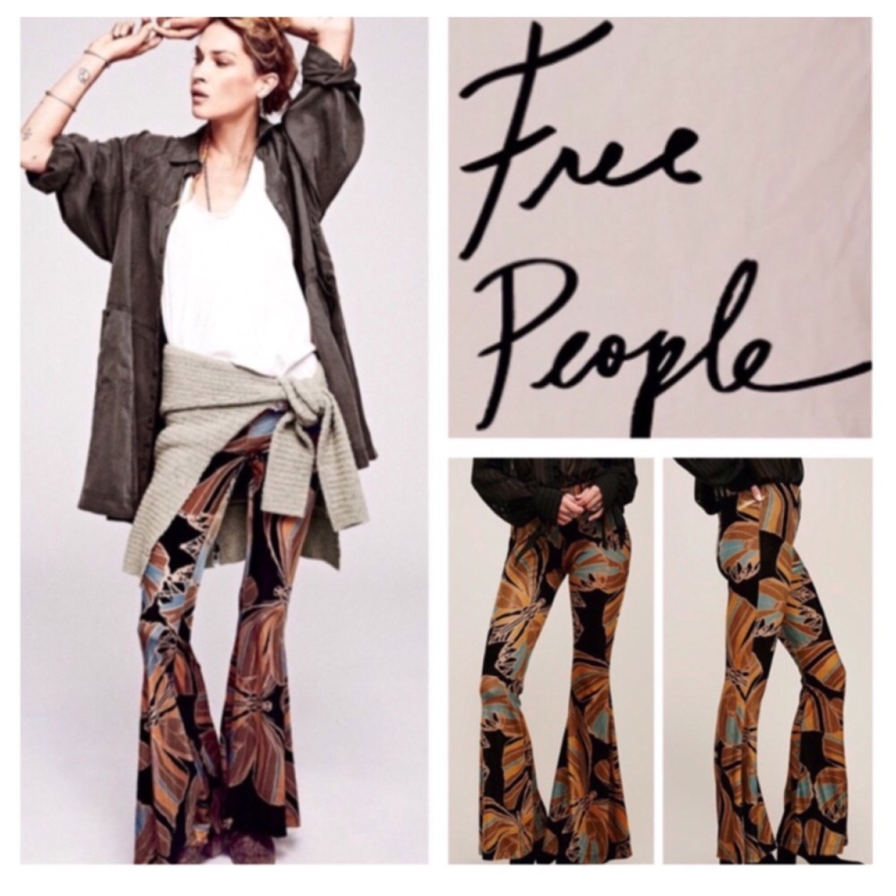 🆕Free People Float Away Velvet Flare Pants. NWOT.